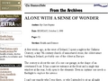 Alone With A Sense Of Wonder